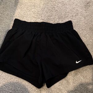 Nike Women's Black Athletic Shorts with White Swoosh